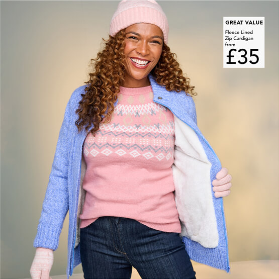 Fleece Lined Zip Cardigan - LD466